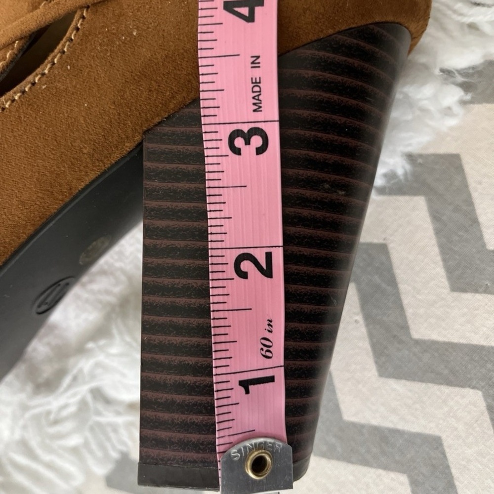 A.N.A. "A New Approach" Cognac Suede Open Toe Heels - Picture 8 of 9